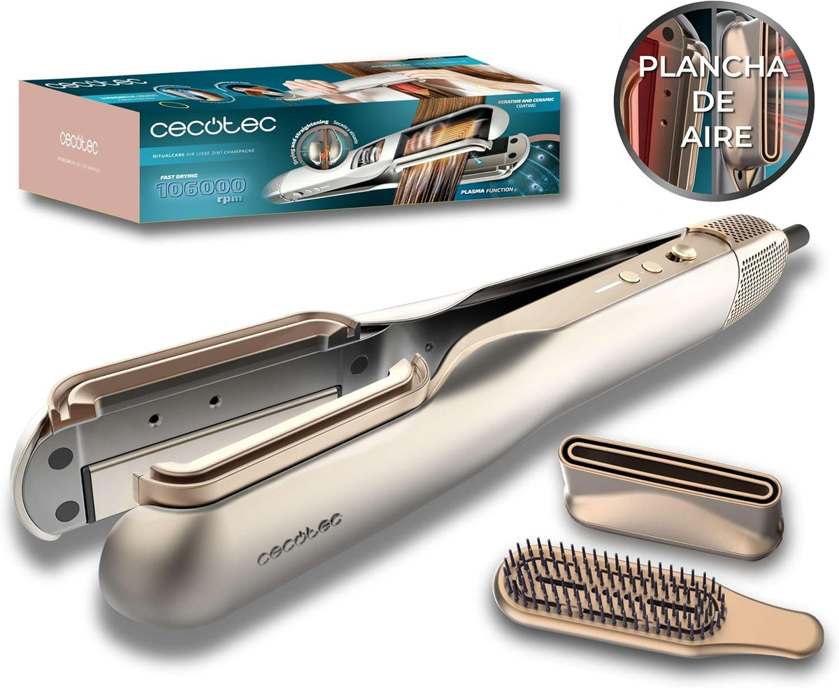 Cecotec, Piastre per capelli, 1000 W, 106000 Rpm, Nero, 2 in 1