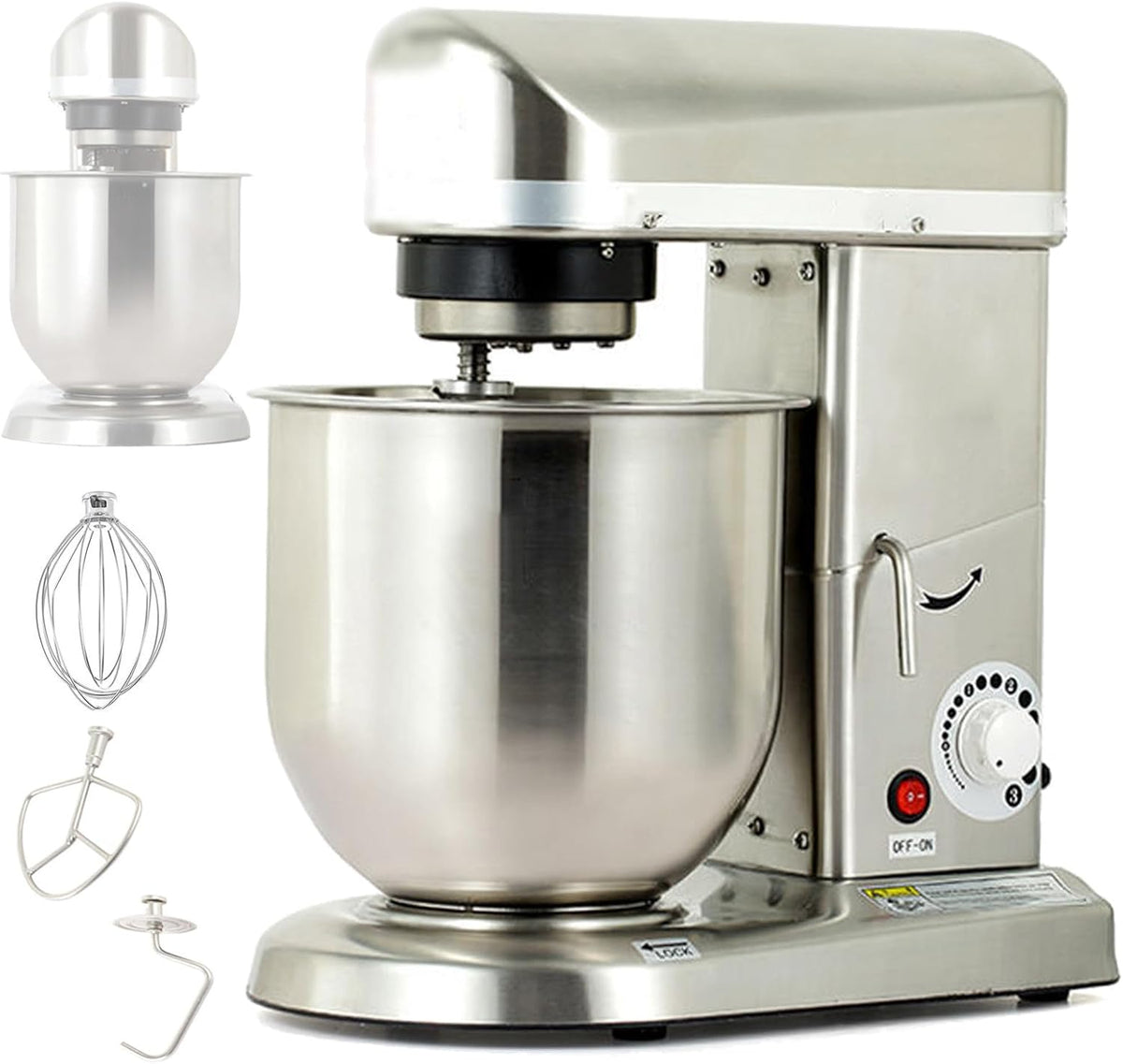 Quixnova, Robot da cucina, 5 L, Argento, acciaio inox, 3 in 1
