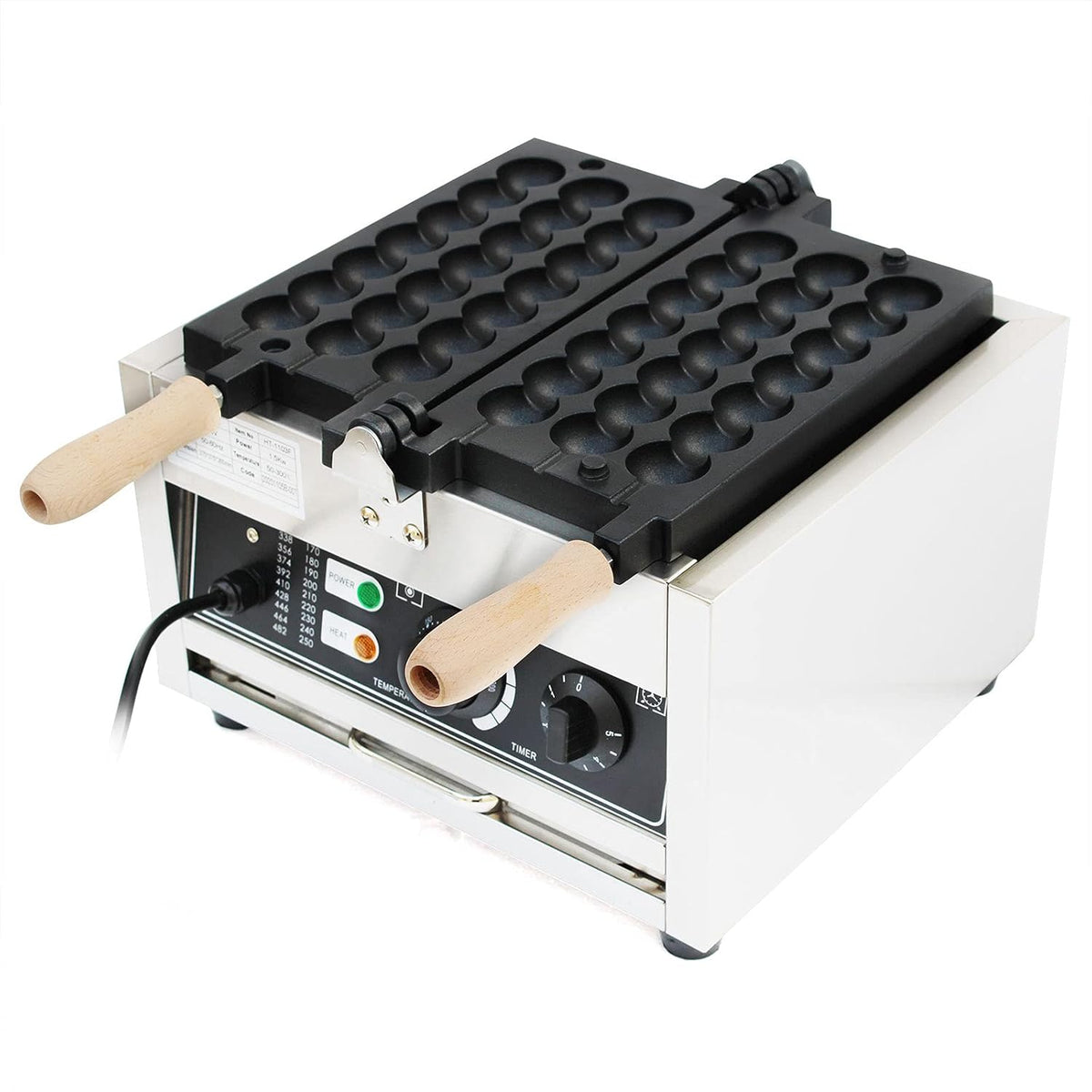 Donened, Macchine per Waffle, 30,5 x 29 cm, 1500 W, 220 V, Nero, acciaio inox, timer