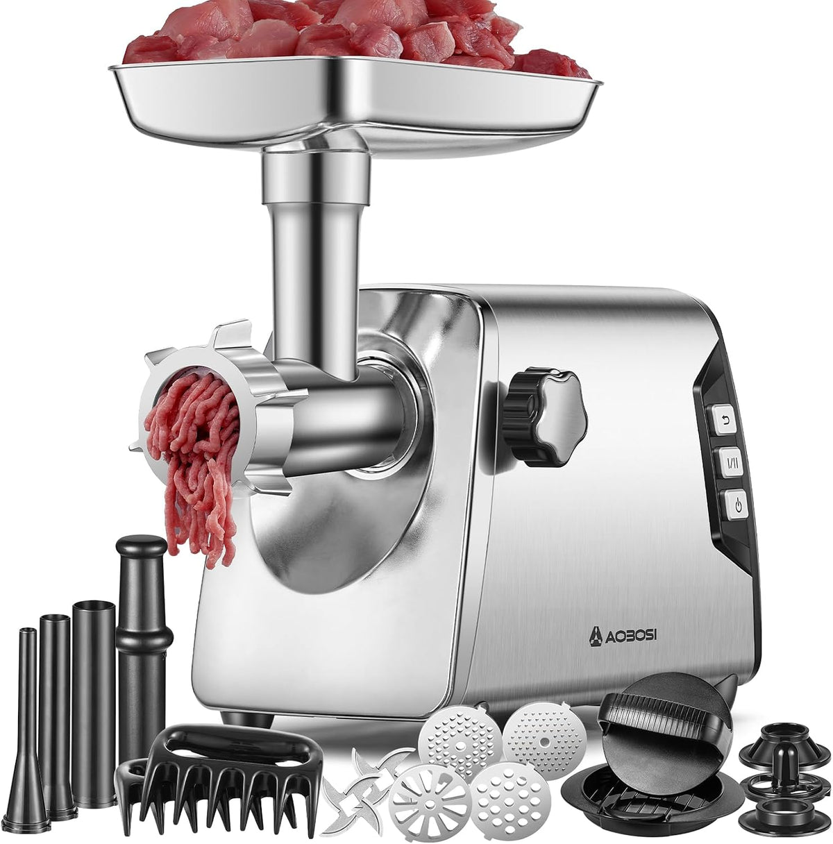 AAOBOSI, Tritacarne, 3000 W, Argento