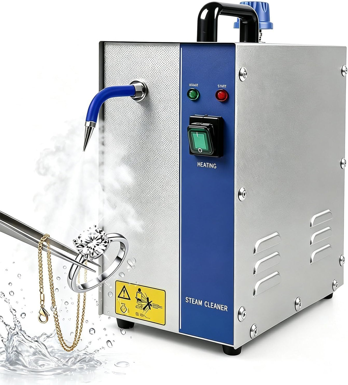 Pulitore a vapore, COAKUE, 4 litri, 135 °C, 110 V, Argento/Oro, acciaio inox
