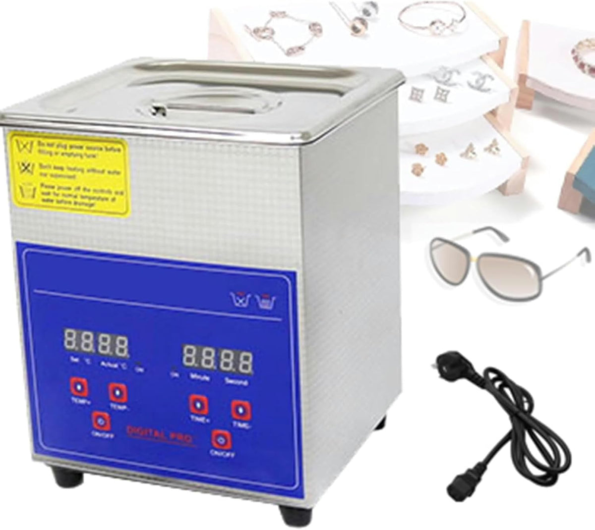 Pulizia e cura, ERSINIAN, 20-80 °C, 110 V, 1,3 l, Argento, acciaio inox, timer