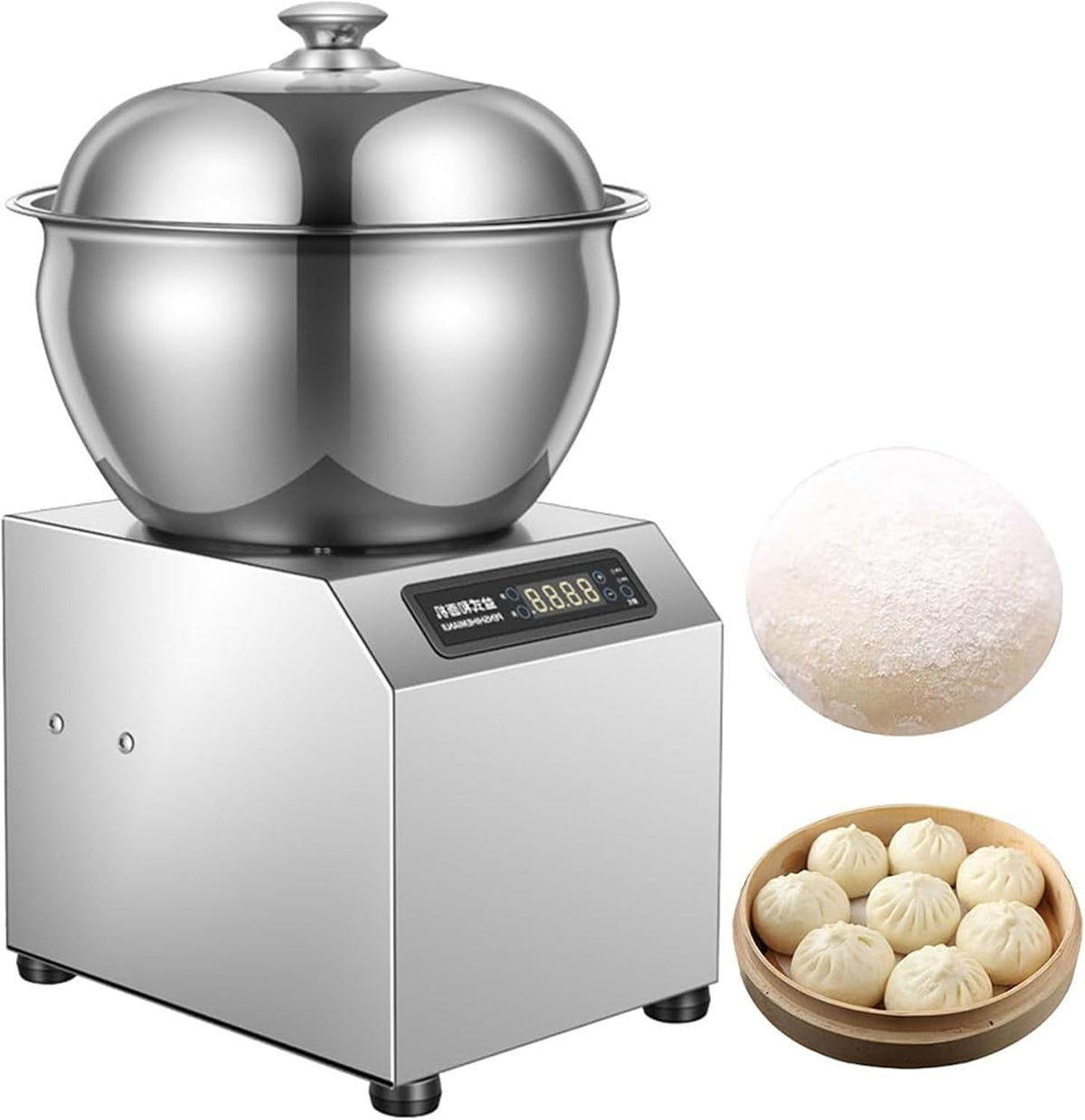 Generico, Impastatrice planetaria, 52,5 cm, 1800 W, 5 kg, Argento, acciaio inox, illuminazione LED, timer