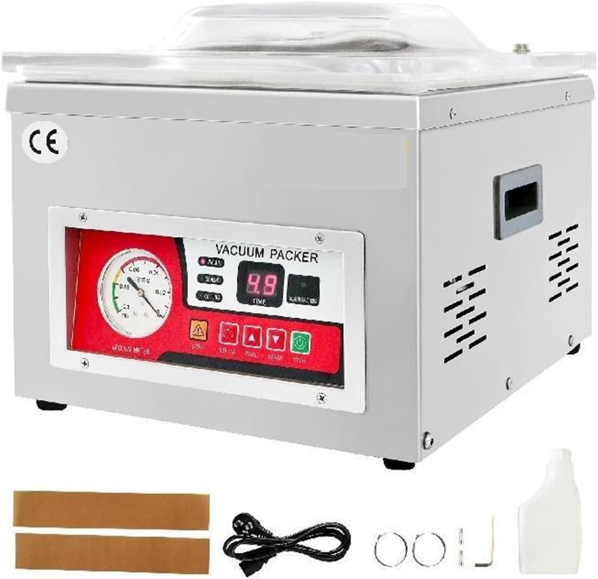 CVFRDD, Macchine sottovuoto per alimenti, DZ-260A, 33 x 25 cm, 180 W, 98 pollici, Nero, acciaio inox