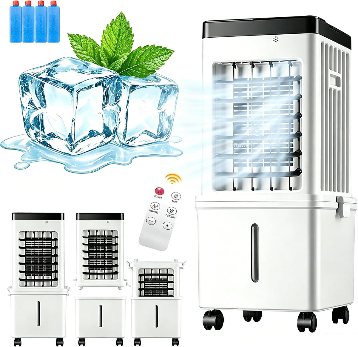 Condizionatore portatile, 12 L, Bianco, telecomando, timer
