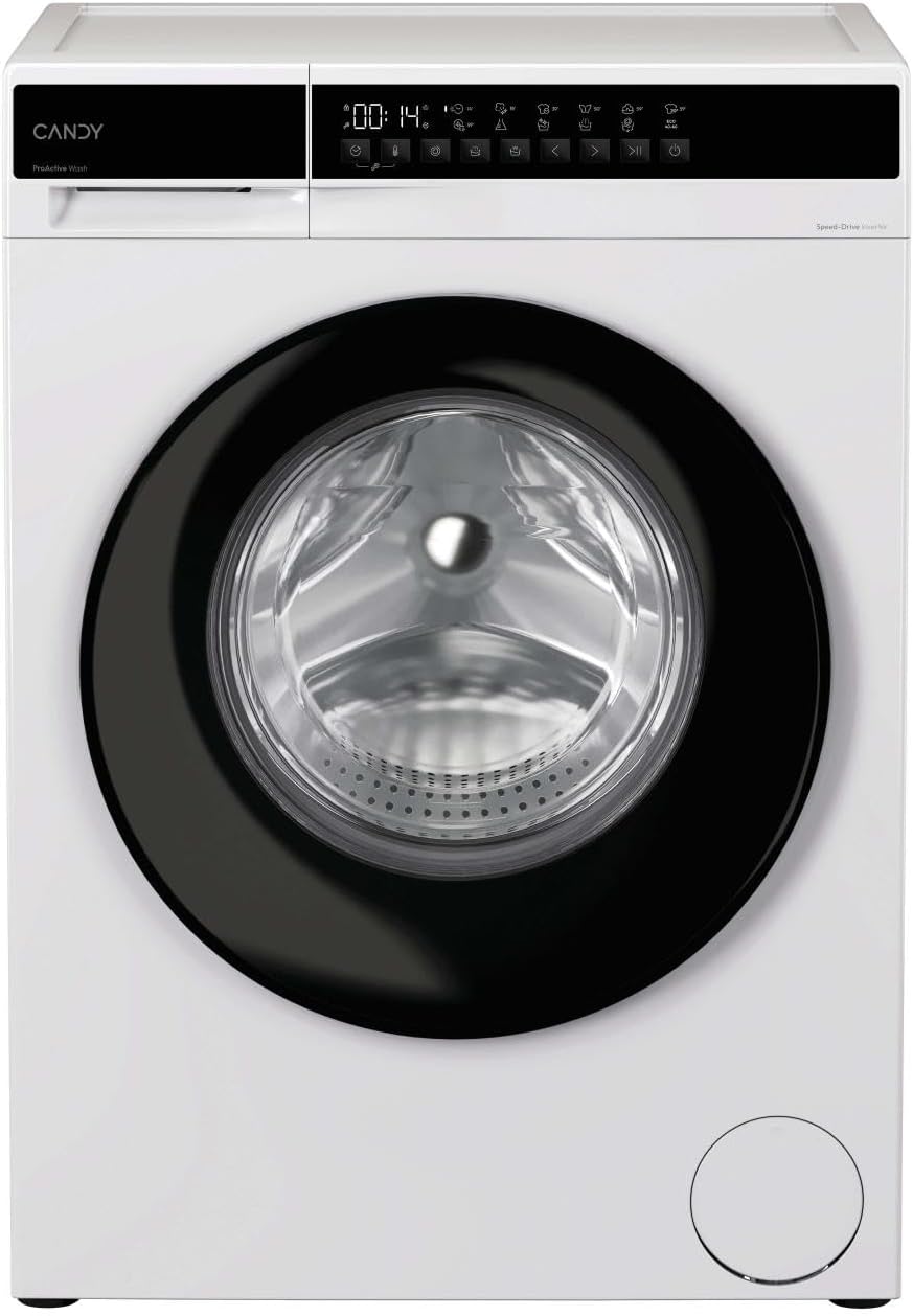 CANDY, Lavatrice, 28SB8-S, 8 Kg, 72 dB, 1200 Giri/min, Bianco, acciaio inox, illuminazione LED, Wi-Fi, motore inverter