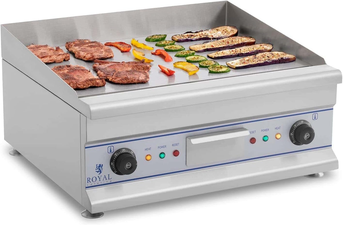 Royal Catering, Piastre, 60 cm, 220 V, 3200 W, Nero, acciaio inox, funzione grill