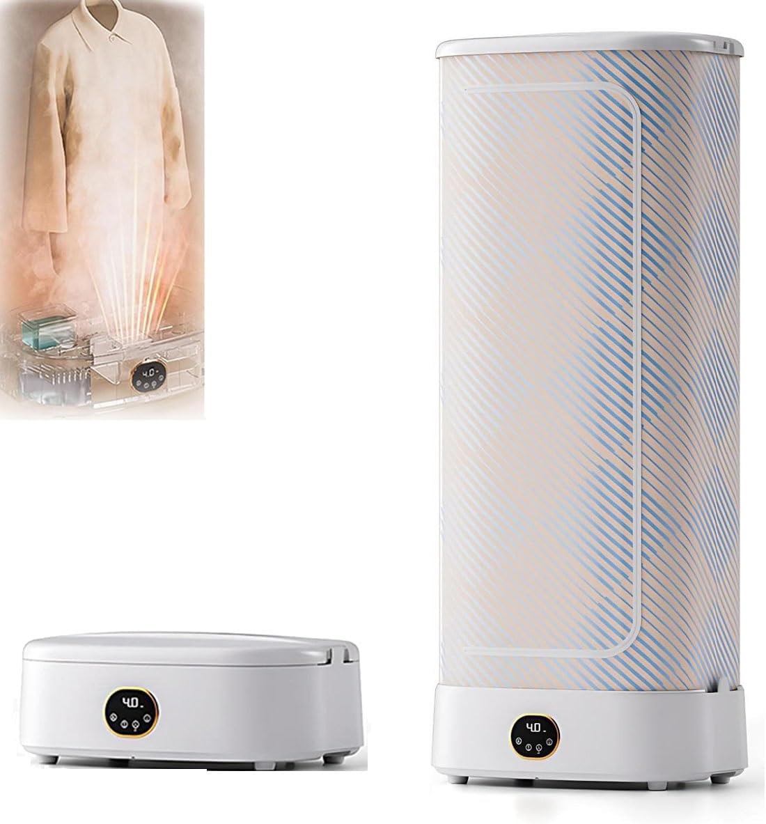 Armadio, 1000 W, 70°C, Grigio, struttura pieghevole, illuminazione LED, telecomando, timer, funzionamento senza fili