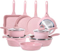 JEETEE, Set di padelle, 28 cm, 20 cm, 24 cm, Rosa