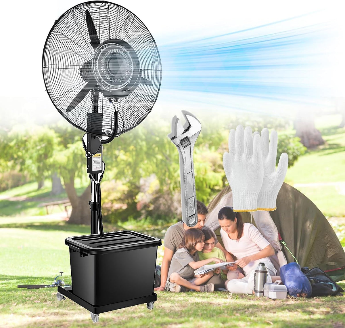 Ventilatori a piantana, Generico, 25,5 pollici, 200 cm, 205 cm, Nero