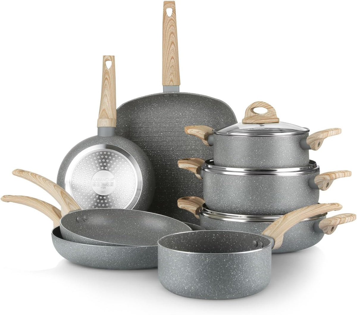KASANOVA, Set di pentole, 28x28 cm, 20 cm, 6,5 cm, Trasparente, alluminio