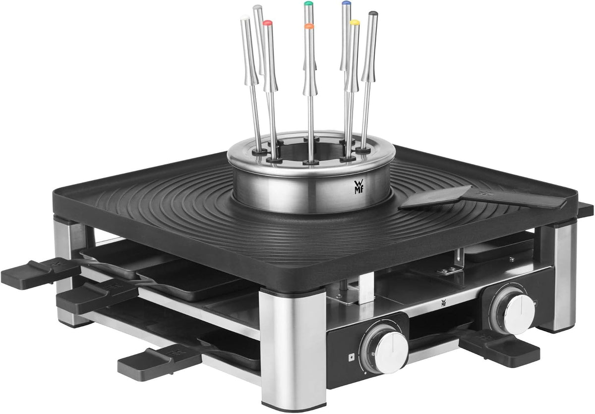Piastre per Raclette, WMF, 1800 W, Argento, illuminazione LED, funzione grill, 3 in 1