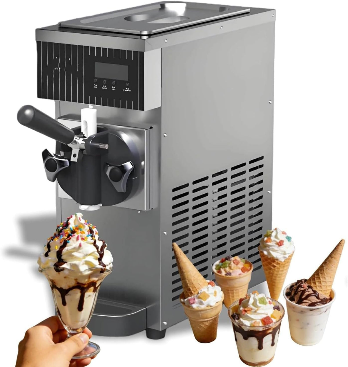 Gelatiera, QITUJOUR, 5 L, 450 W, 80 g, Grigio, acciaio inox