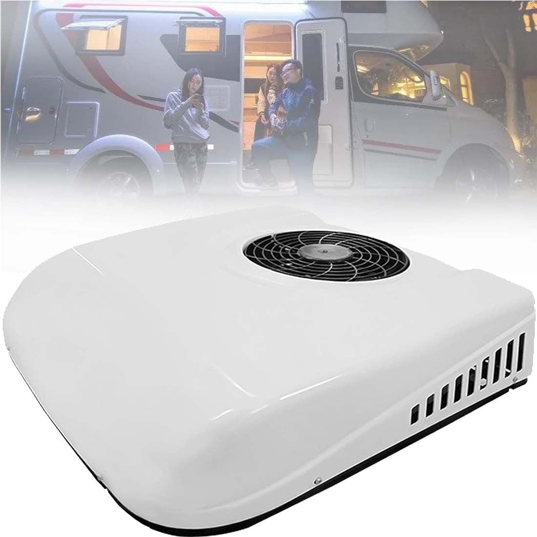 MazmornFly, Condizionatore, 12 v, 68,5 x 68 x 14,5 cm, 450 m³/h, Bianco, telecomando