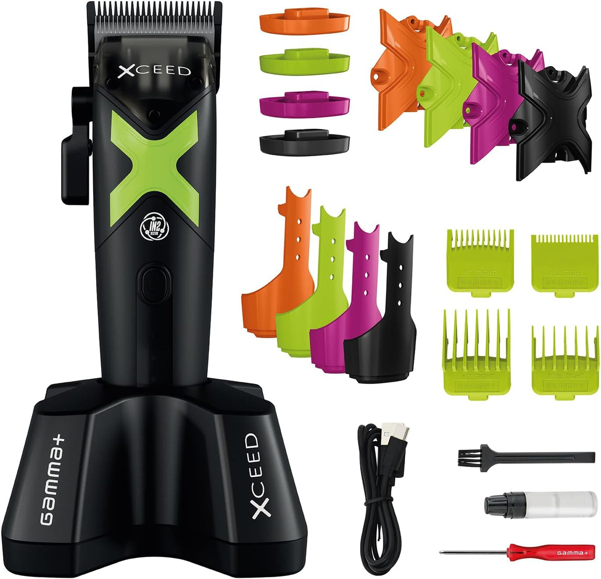 GAMMA+, Tagliacapelli, IN2, 6 mm, 0 mm, Nero, alluminio, USB-C, funzionamento senza fili
