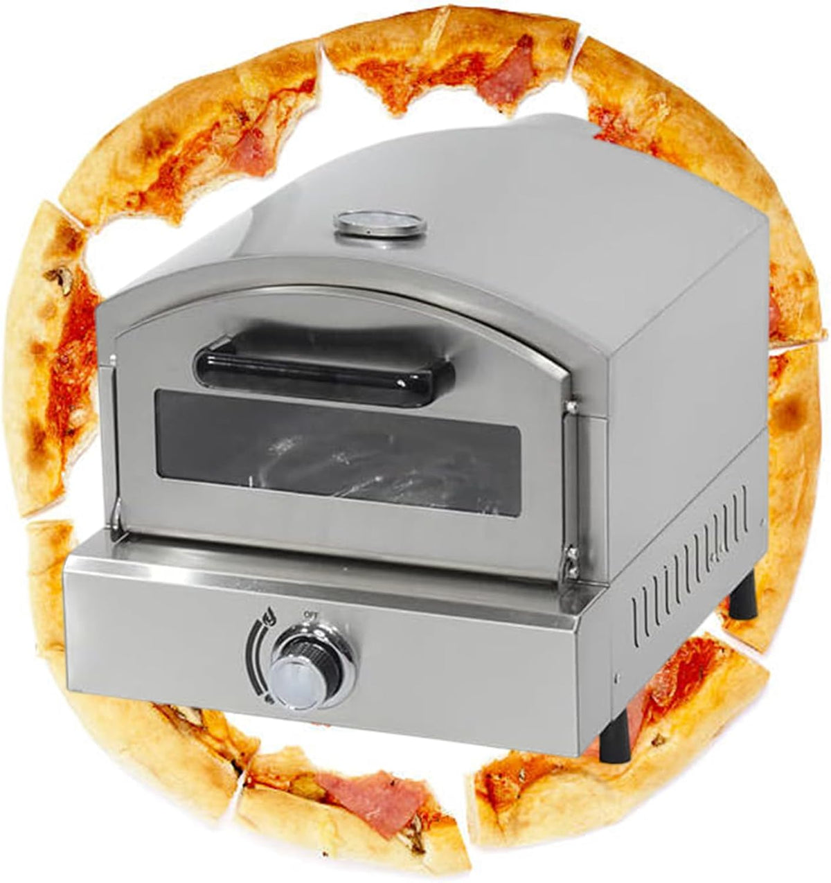 XEEAOFE, Forno per pizza, 425 x 520 x 410 mm, 8 kg, 50-350 °C, Argento, acciaio inox