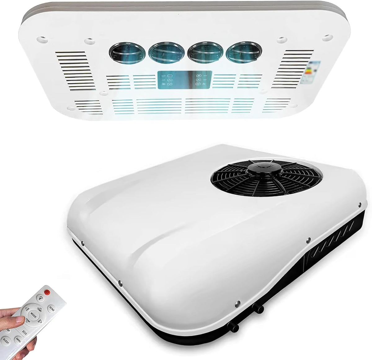 Condizionatore, PtaTritious, 12 V, 1800 W, 45 dB, Bianco, telecomando