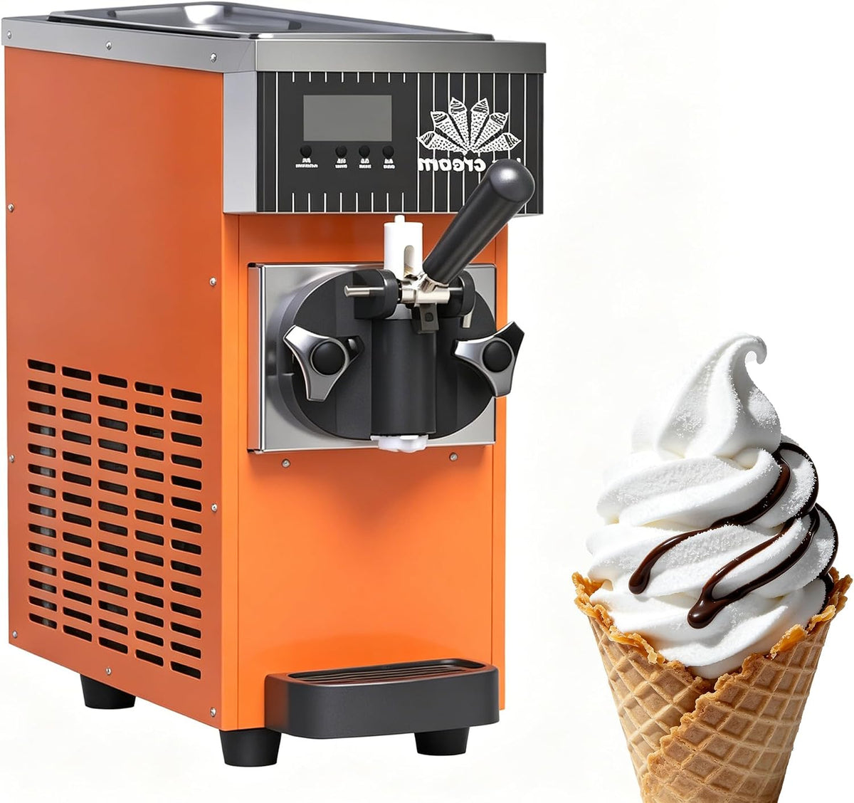 SUYUDD, Gelatiera, 1 L, 20x40x51 cm, 80 g, Nero, acciaio inox, illuminazione LED