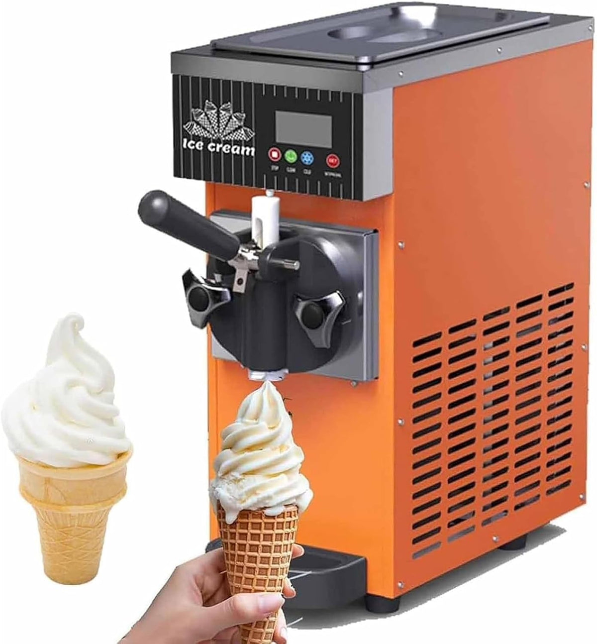 ZXINXIN, Gelatiera, 80 g, 450 W, 2,5 l, Arancione, acciaio inox, illuminazione LED
