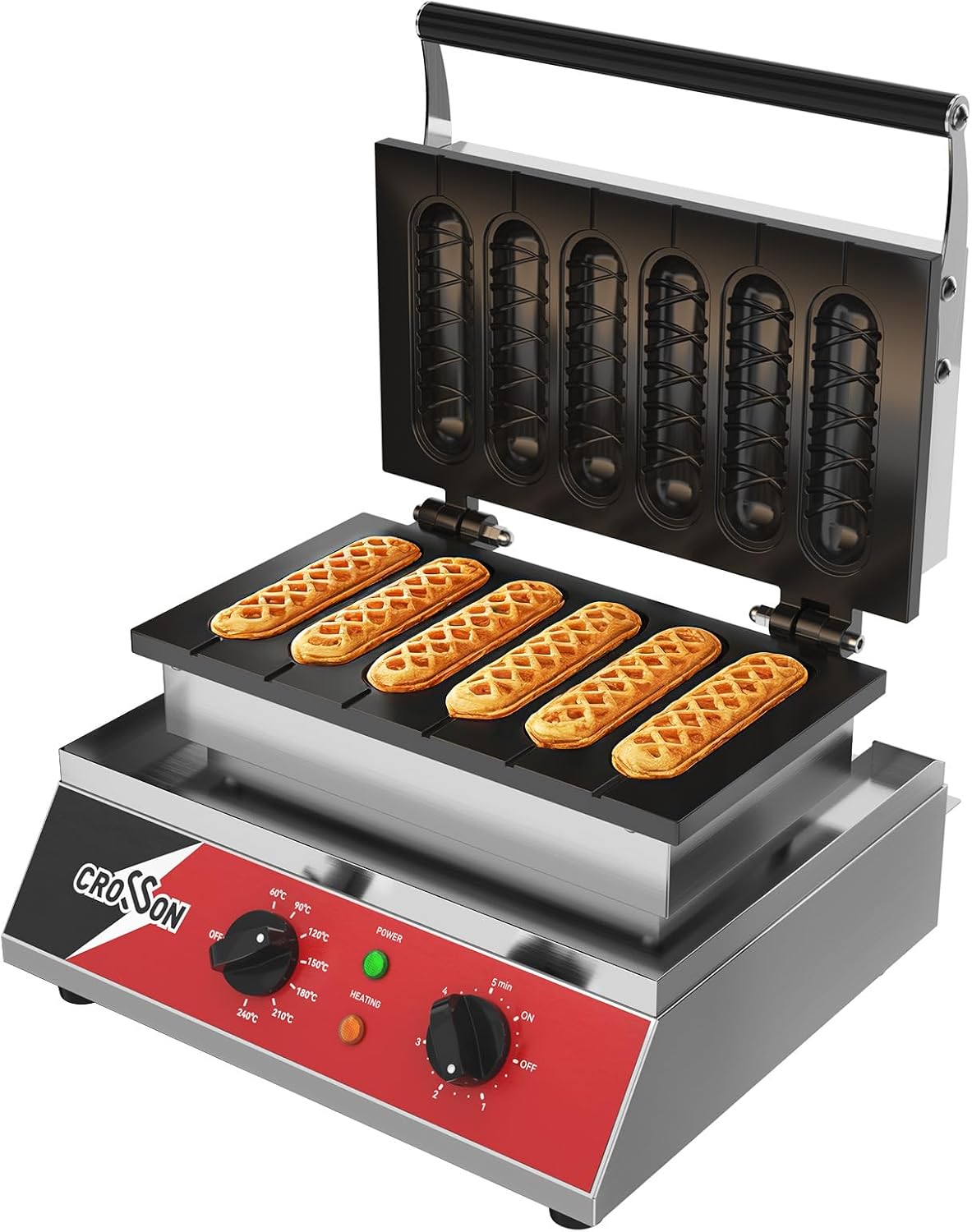 crosson, Macchine per waffle, 23 CM, 7 KG, Nero, acciaio inox, timer