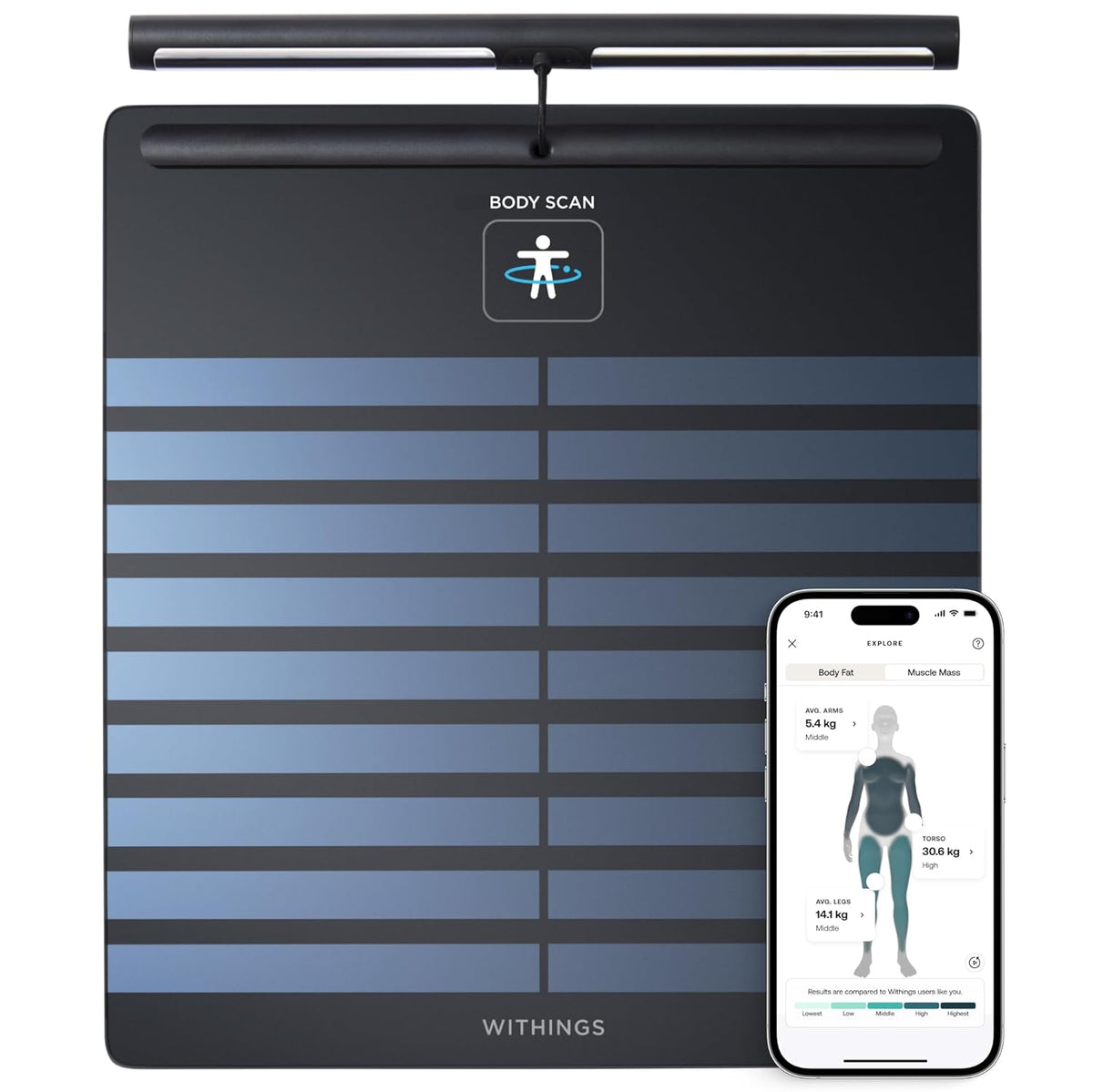 Withings, Bilance pesapersona digitali, 50 g, Nero, Bluetooth, Wi-Fi