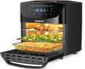 GarveeHome, Forno elettrico, 18 L, 1800 W, 42,5x40x40 cm, Nero, acciaio inox, illuminazione LED, timer, Airfryer, spegnimento automatico
