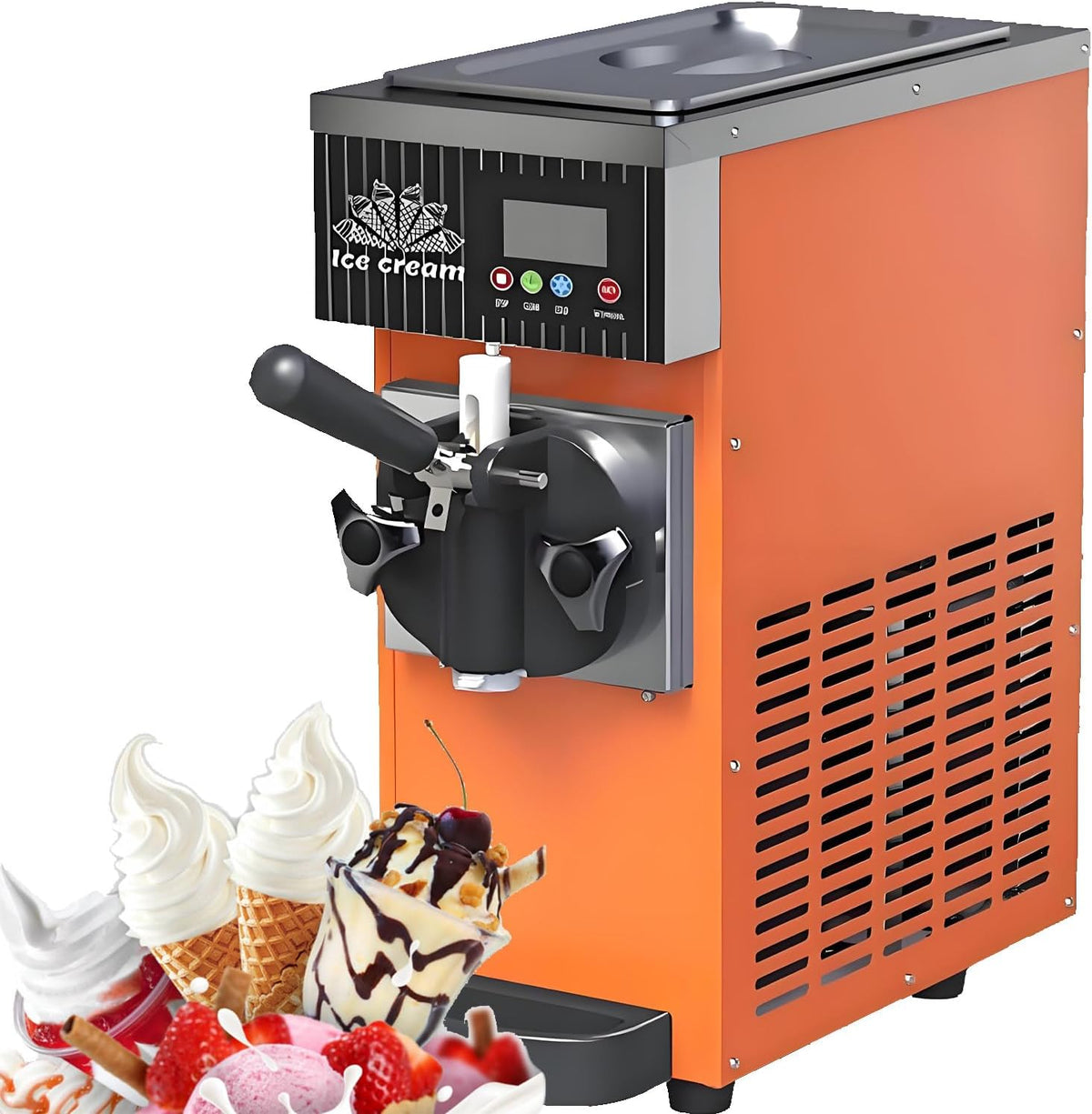 UORDBY, Gelatiera, 450 W, 2,5 L, 80 g, Arancione, acciaio inox, timer
