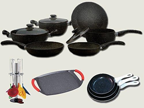 Euroricami Viterbo, Set di padelle, 20 cm, 28 cm, 24 cm, Nero