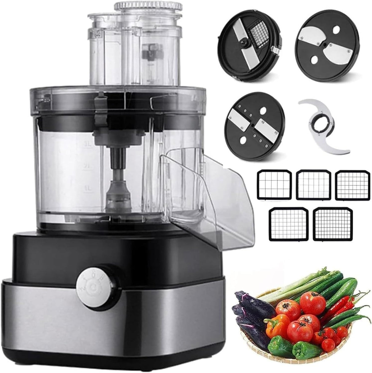 Generico, Robot da cucina, 5 litri, 25 x 27 x 37 cm, 600 W, Nero
