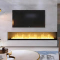HuanSebesity, Camino elettrico, 120 cm, 120 x 24 x 20 cm, 80 cm, Nero, acciaio inox, illuminazione LED, telecomando, timer, 3 in 1