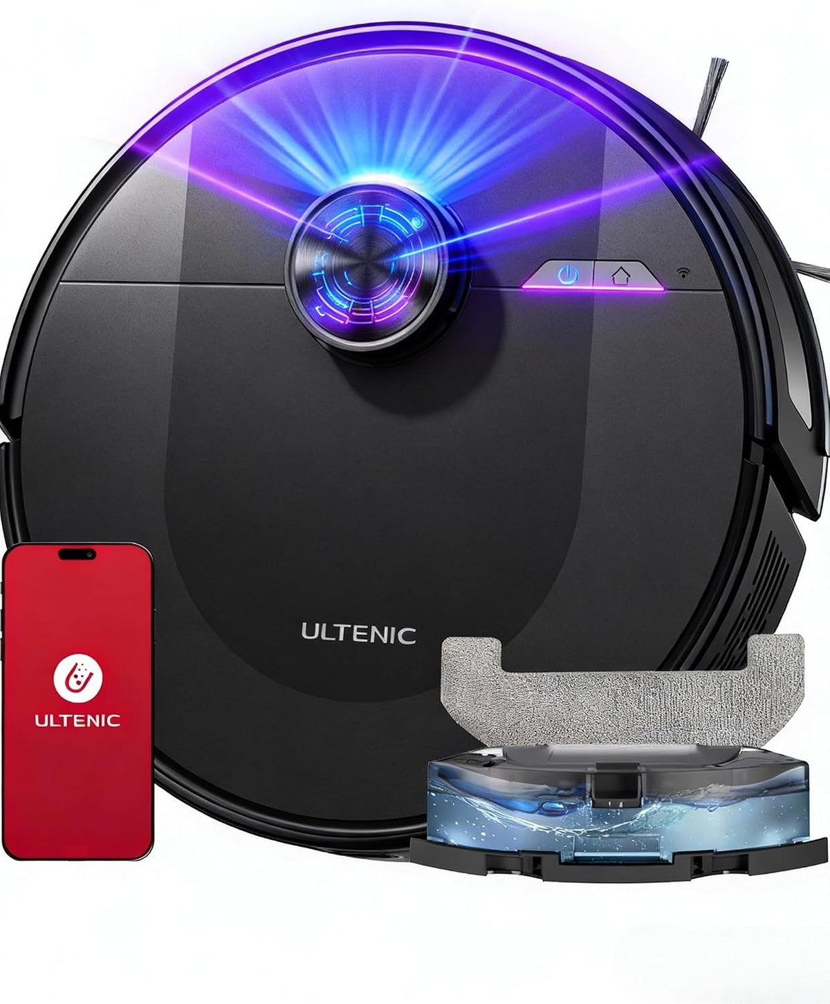 Robot aspirapolvere, Ultenic, 9,7 cm, Nero