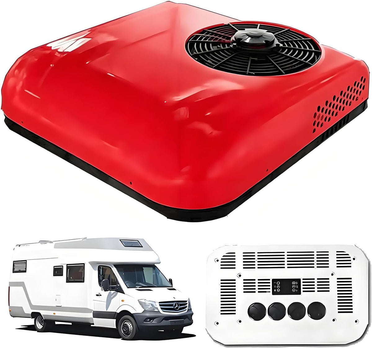 GLBMXDD, Condizionatore, 12 V, 8800 BTU, 25×41 cm, Rosso, telecomando, spegnimento automatico