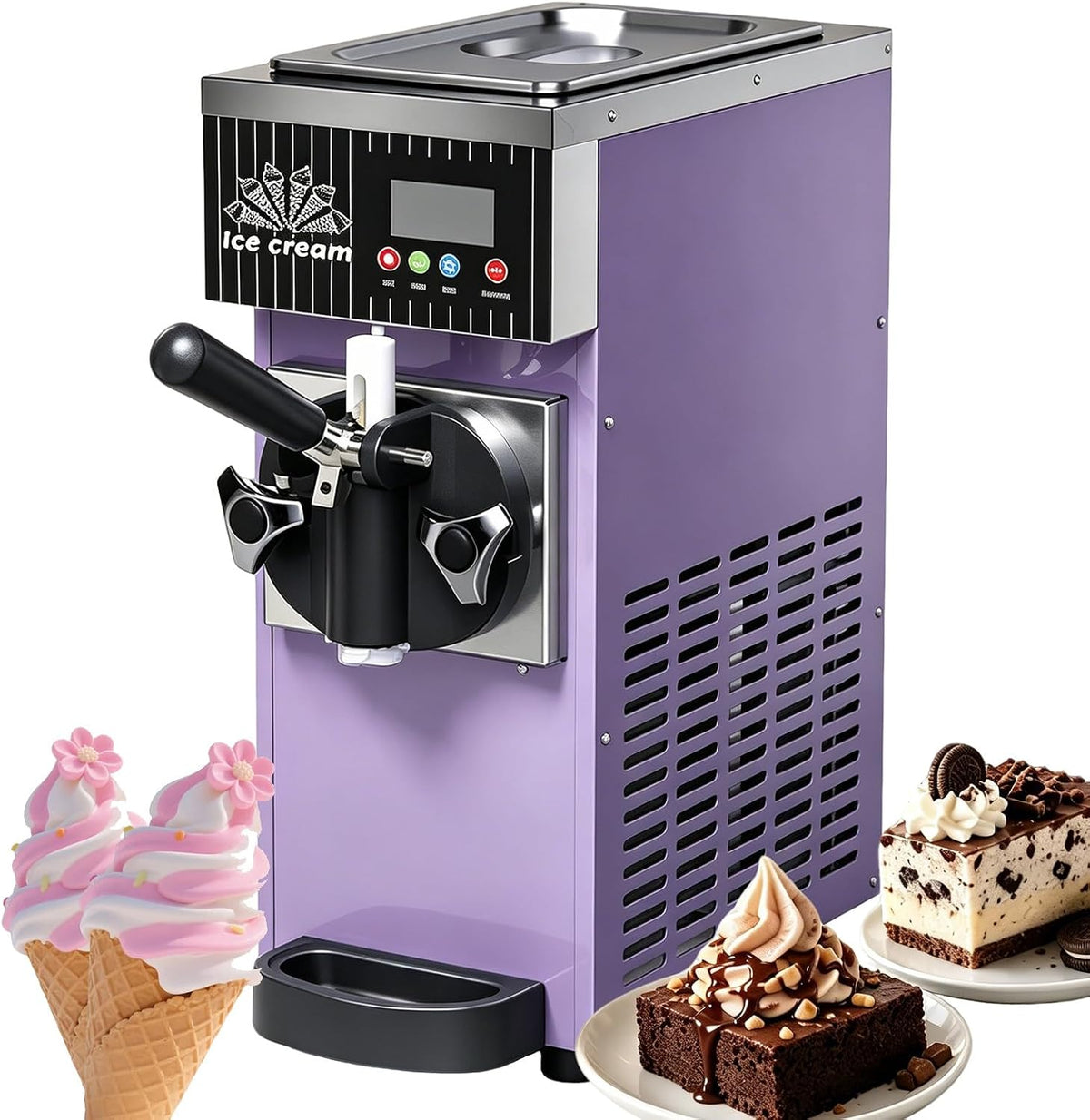 Gelatiera, LURECAQING, 5 L, 80 g, 32°C, Viola, acciaio inox, timer, autopulizia