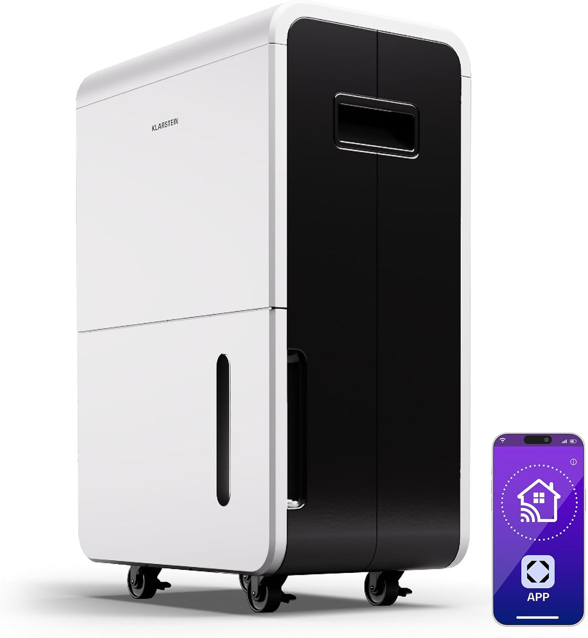 KLARSTEIN, Deumidificatore, 70 L, 90 m, 71 x 46 x 30.2 cm, Bianco, Wi-Fi, timer, spegnimento automatico