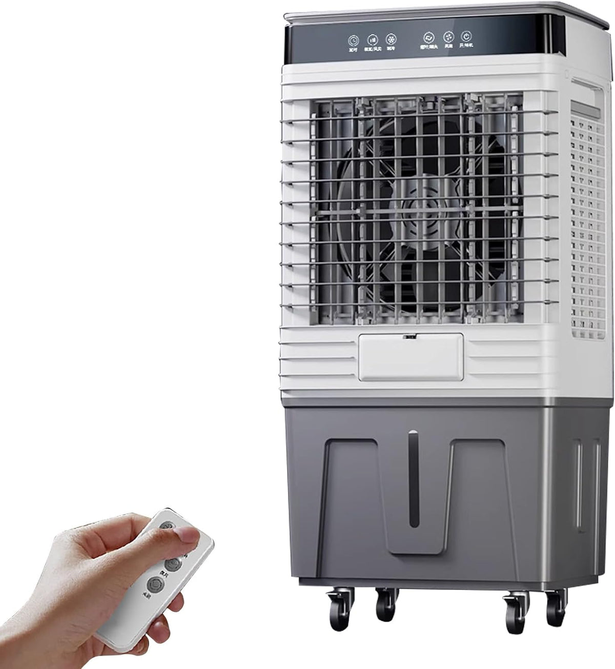 Raffrescatore evaporativo, 110 Litri, 102x33x46 cm, Nero, illuminazione LED, telecomando, timer, 3 funzioni