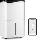 COSTWAY, Deumidificatore, 50 L, 46 dB, 100 cm, Bianco, illuminazione LED, Wi-Fi, timer, spegnimento automatico
