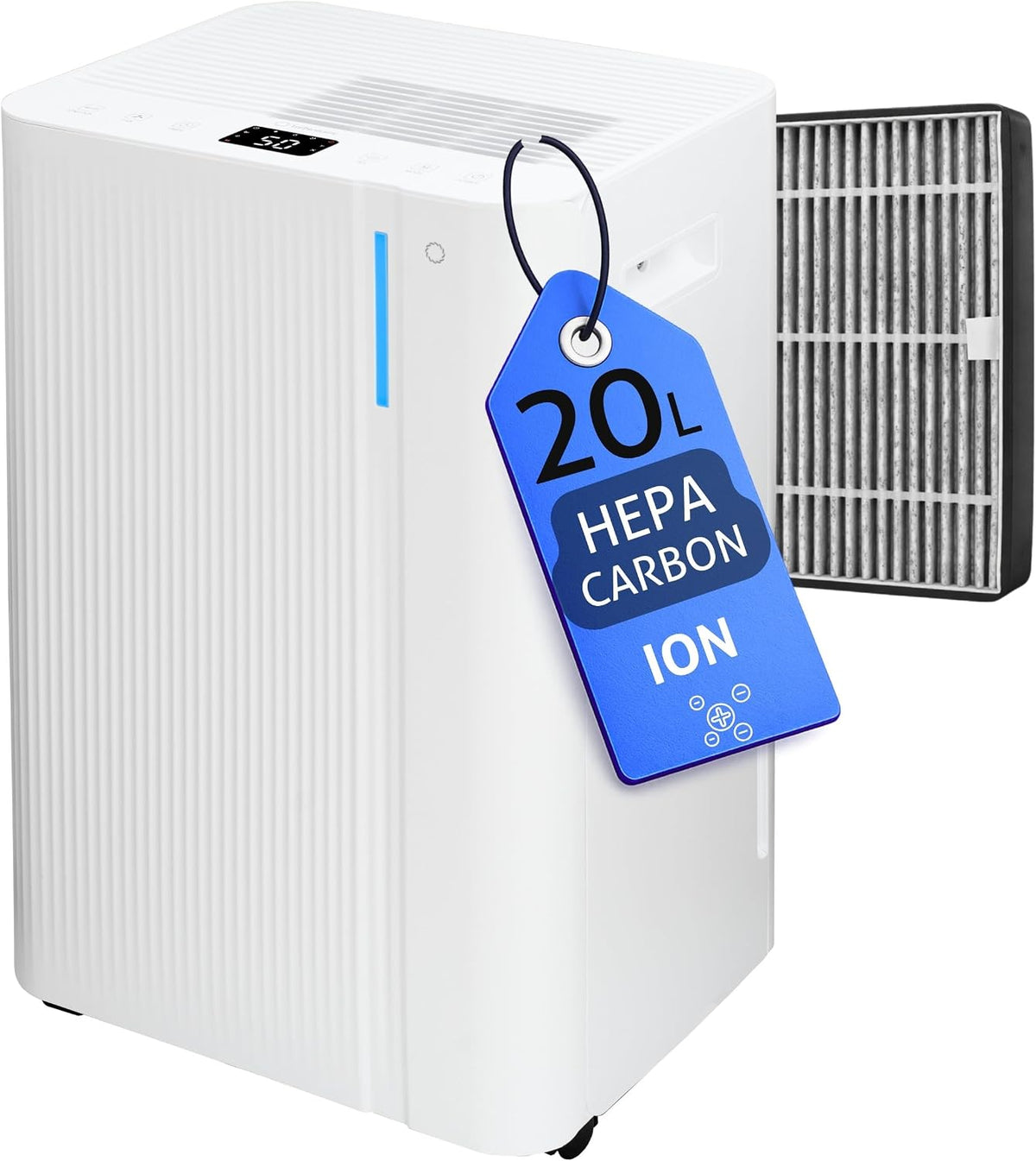 Deumidificatore, Turbionaire, 20 L, Bianco, timer, filtro HEPA