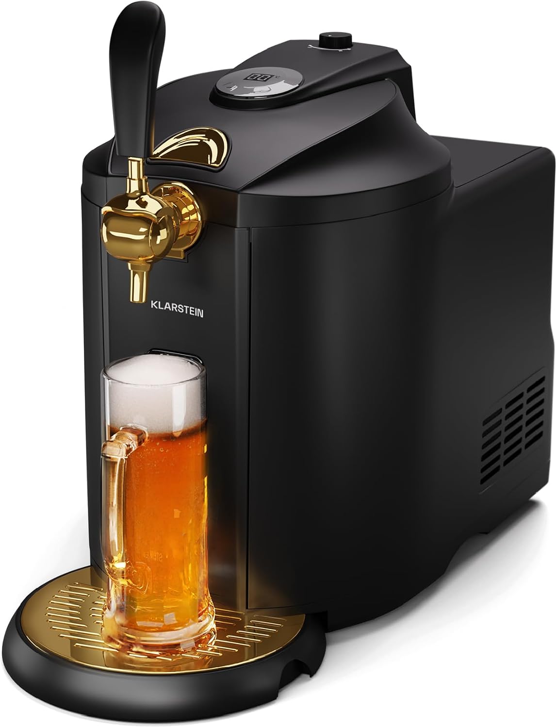 KLARSTEIN, Spillatori per birra, CO2, 5 litri, 2-12 °C, Nero, acciaio inox, illuminazione LED