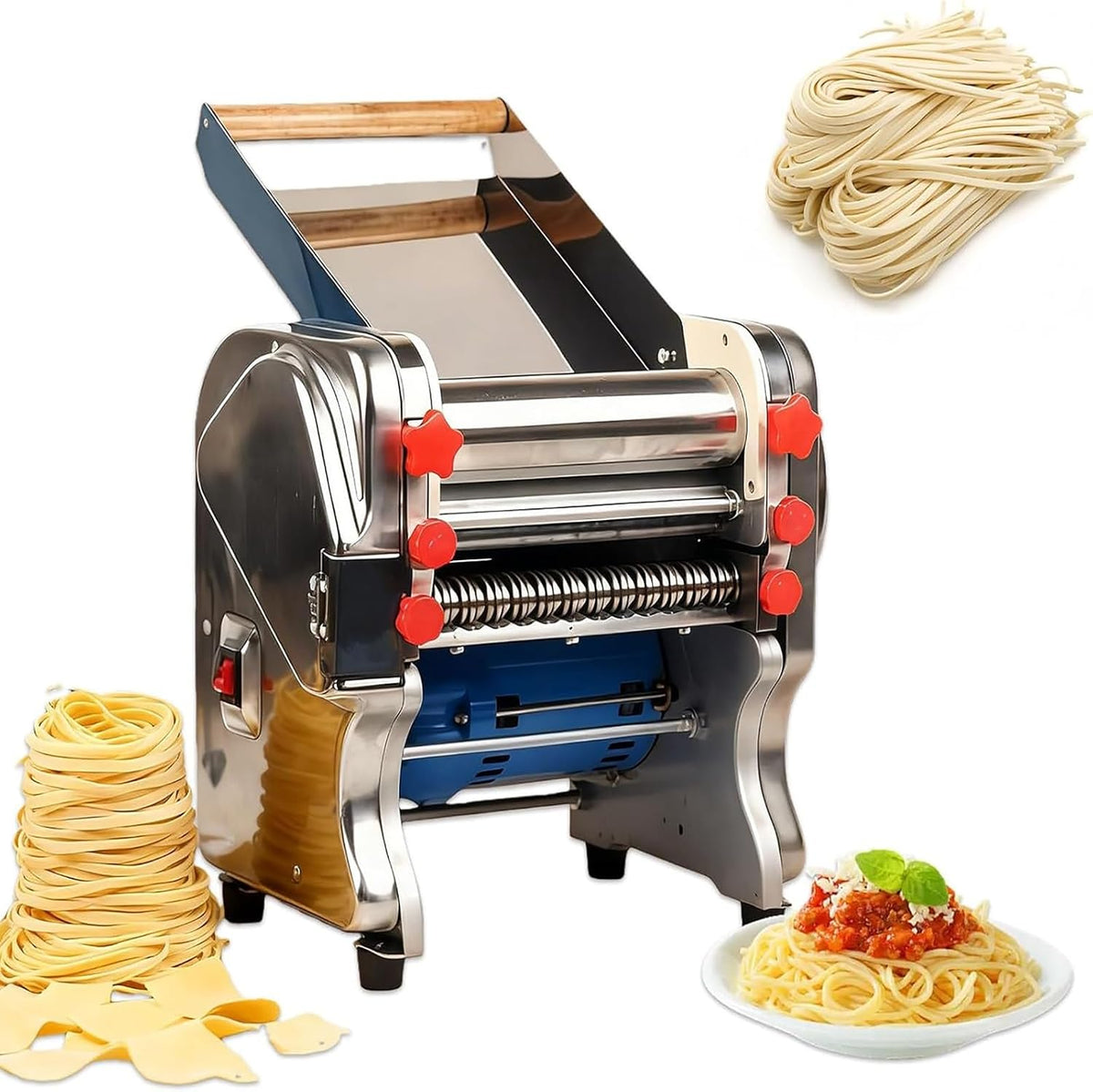 BoTongSiHai, Macchine per la pasta elettriche, 750 W, 20 mm, 9 mm, Argento, acciaio inox, vano contenitore