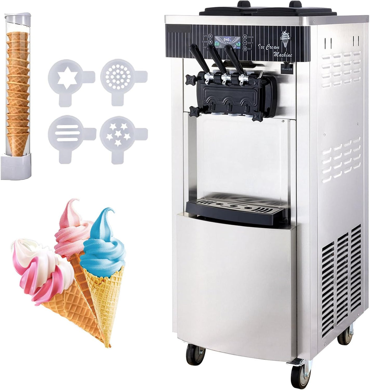 Sihao, Gelatiera, 20-28L/H, 28 L, 2200 W, 136 x56 x59 cm, Nero, acciaio inox