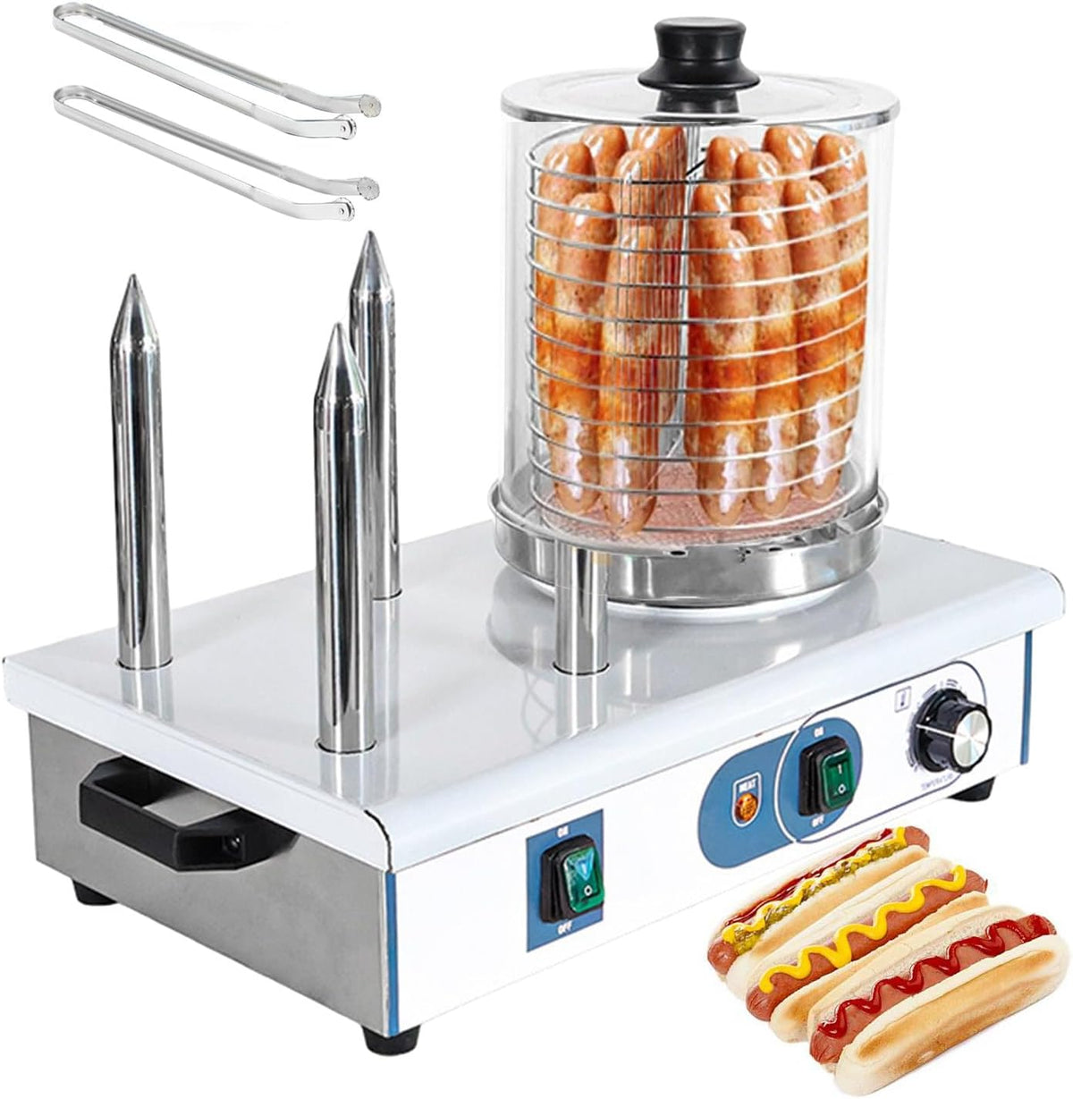 forplubossmmp, Macchine per Hot Dog, 550 W, 440 mm, 7,3 KG, Nero, acciaio inox, vano contenitore