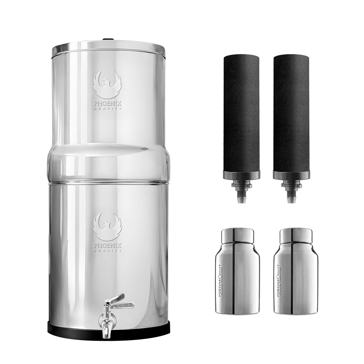 Phoenix Gravity, Filtri d'acqua per rubinetto, 8 litri, Argento/Nero, acciaio inox