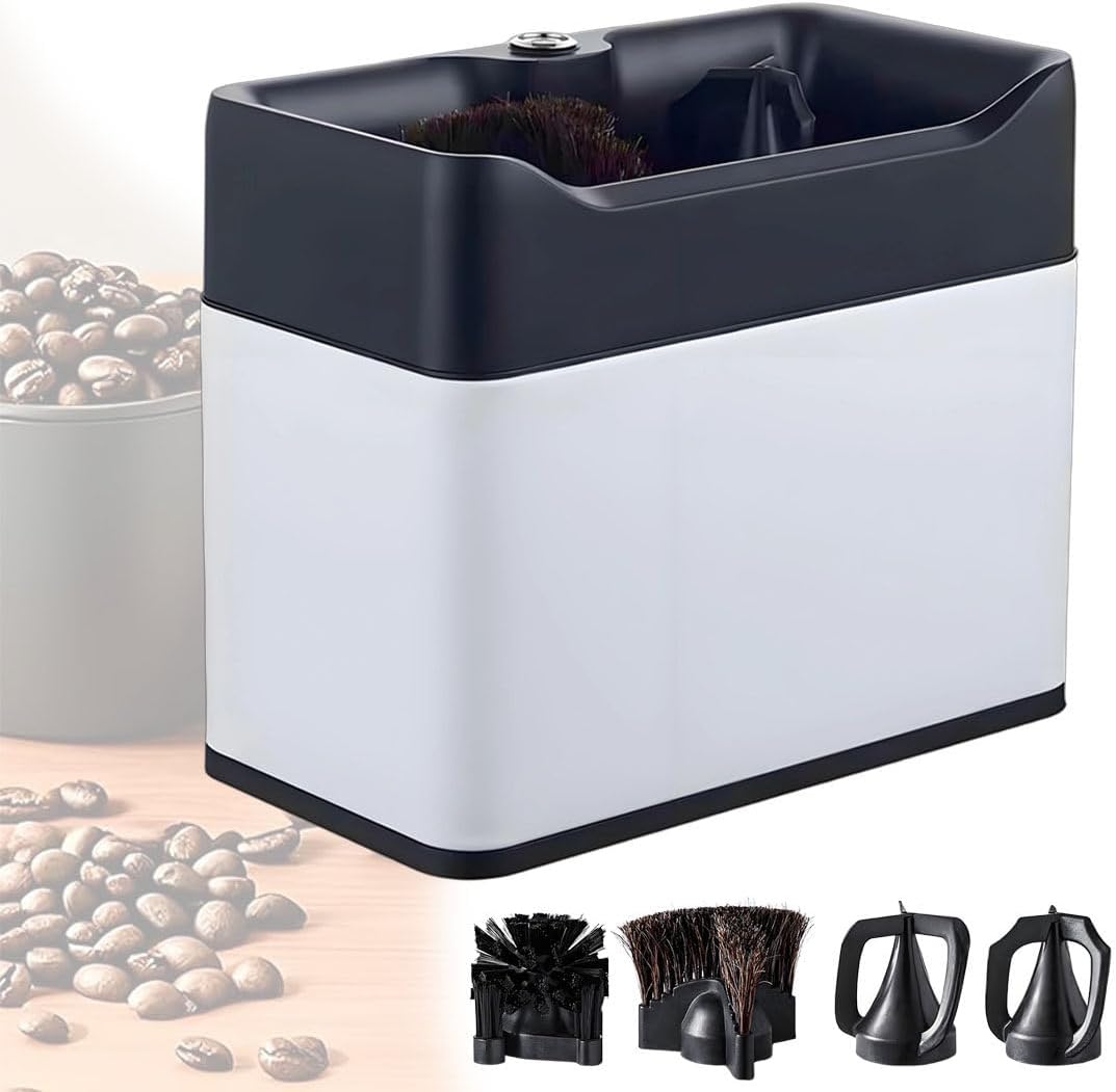 Prodotti per la pulizia dei macinacaffè, QianCruxtacy, 26,2 x 13,8 x 21,6 cm, 110 V, 20 W, Bianco, acciaio inox, vano contenitore