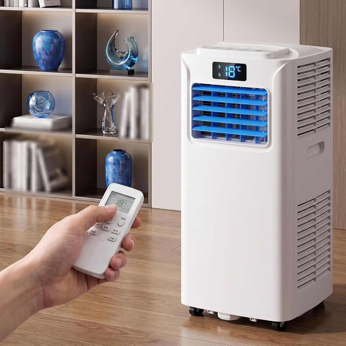 HUANQIN, Condizionatore, 14000 BTU, 16°C, Bianco, illuminazione LED, telecomando, timer