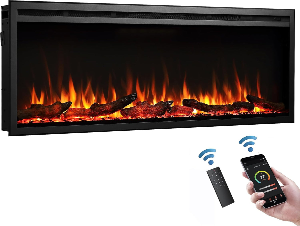 Camino elettrico, FLAMME, 750 W, Nero