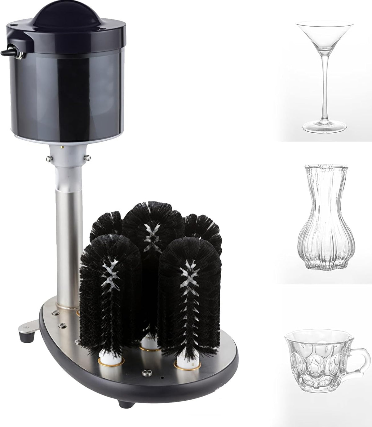Pnpaea, Lavabicchieri, 10 cm, 110 V, 433 mm, Nero, acciaio inox