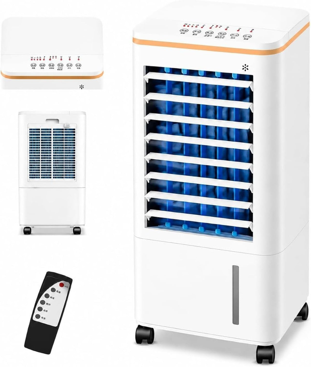 LCAIHONG, Condizionatore, 6,5 litri, Bianco, vano contenitore, telecomando, spegnimento automatico